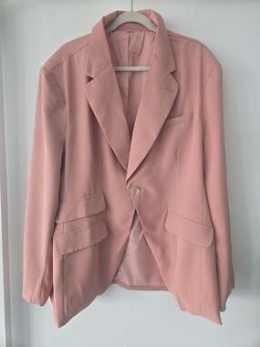 Women's Blush Pink Single-Button Blazer Jacket